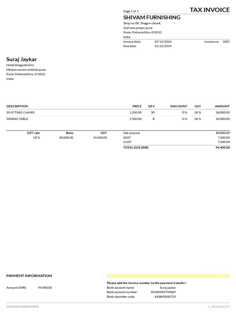 Invoice 1001 | PDF