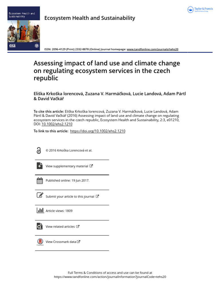 Assessing impact of land use and climate change on regulating ecosystem ...