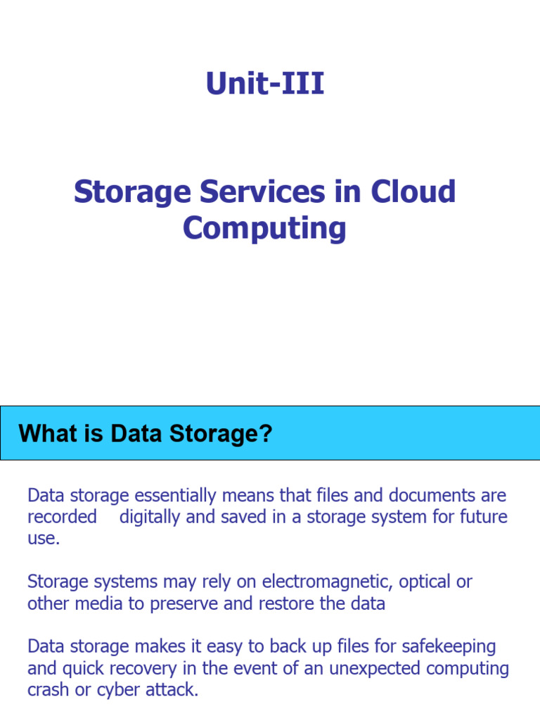 UNIT-III-Cloud Computing-Storage - pptx-1-40 | PDF | Cloud Computing ...