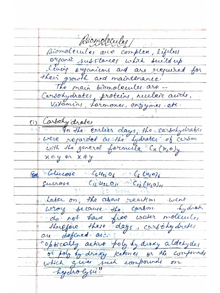 Biomolecules Class Notes | PDF