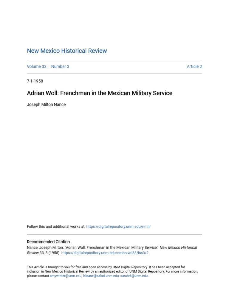 Adrian Woll - Frenchman in The Mexican Military Service | PDF | Texas ...