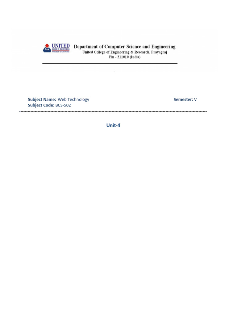 WT Question Bank Unit 4 & Unit 5 | PDF | Computer Programming ...
