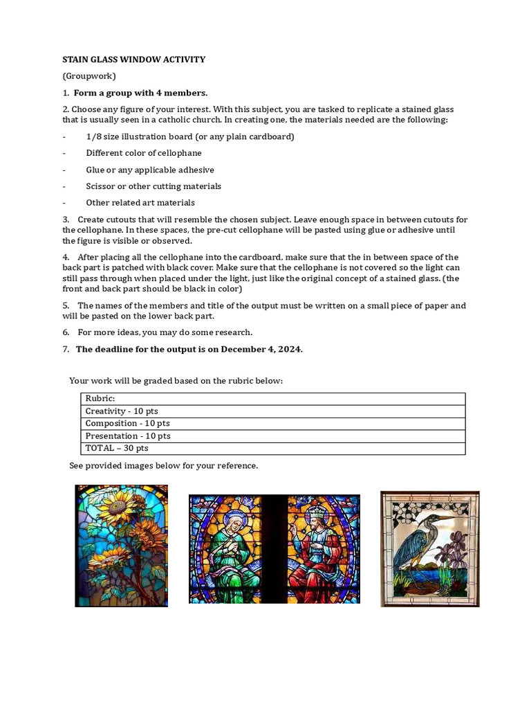 Aap Instructions For Final Activities Ece | PDF | Adhesive | Collage