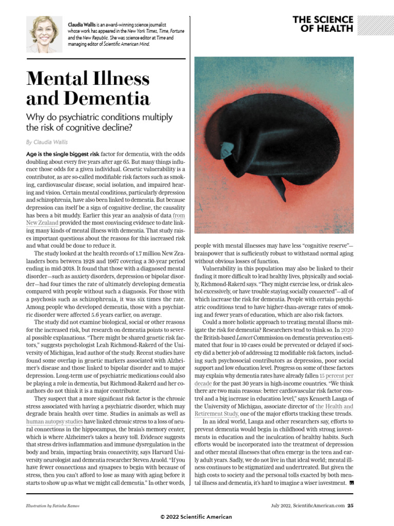 106 Mental Illness and Dementia | PDF | Dementia | Mental Disorder