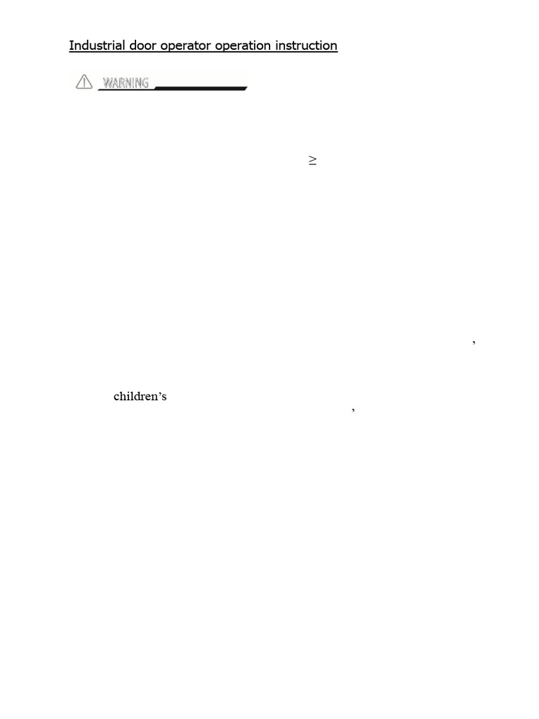 Industrial Door Operator Instructions | PDF | Electric Motor | Switch