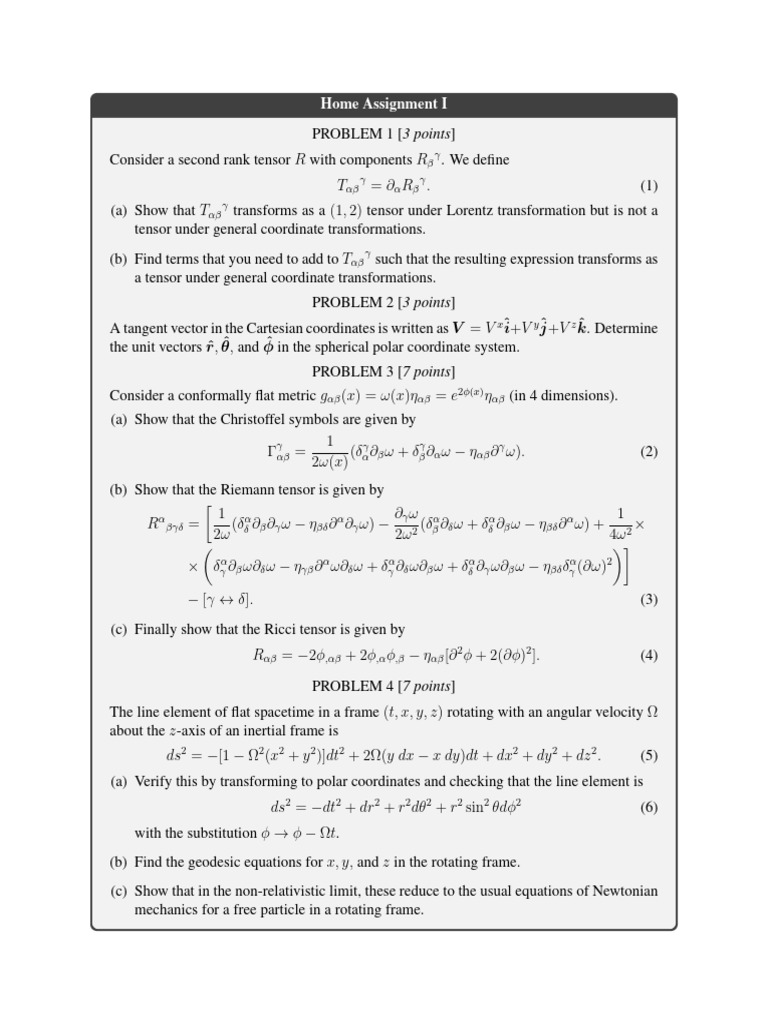 GR Ha 1 | PDF | Tensor | Mathematical Physics