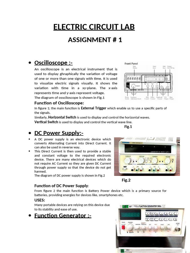 Electric Circuit Lab Equipment Overview | PDF | Power Supply | Direct ...