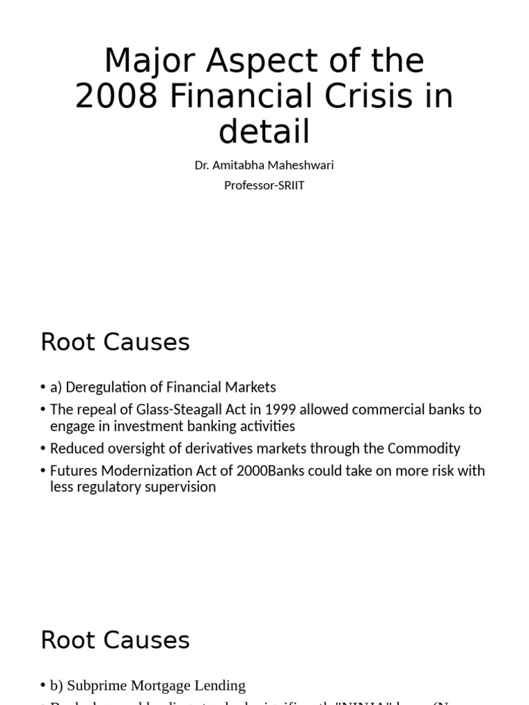 2008 Financial Crisis in Detail | PDF | Subprime Mortgage Crisis ...