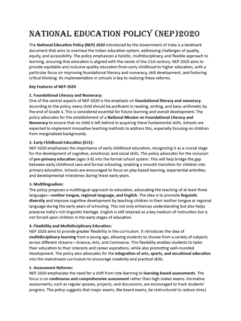 NEP 2020: Transforming Indian Education | PDF | Early Childhood ...