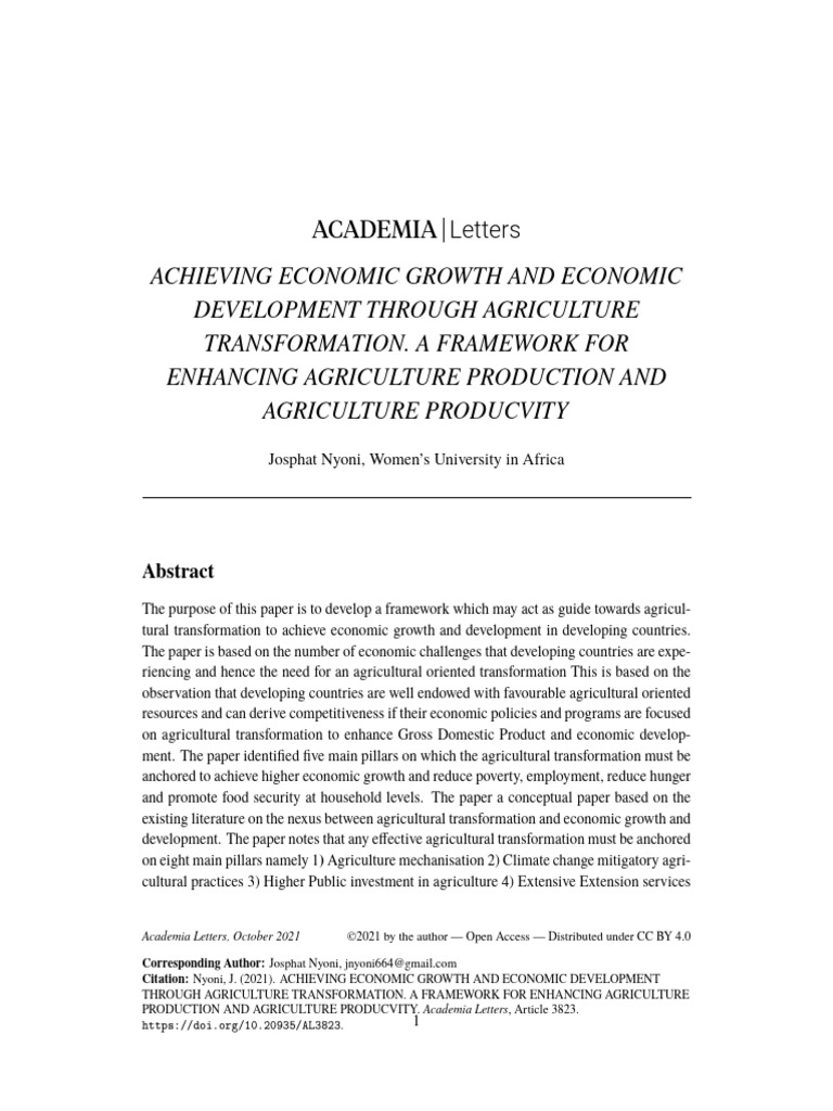Achieving Economic Growth and Economic D | PDF | Agriculture | Economic ...