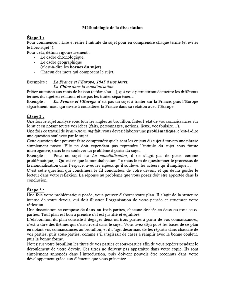 Méthodologie De La Dissertation Pdf Globalisation