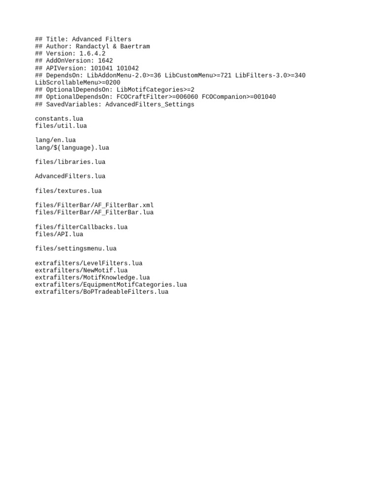 ESO Advanced Filters Add-On Guide | PDF