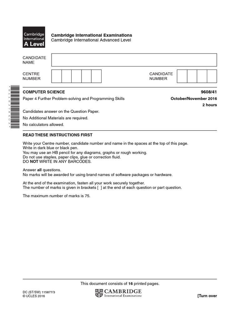 Cambridge International Advanced Level | PDF | Class (Computer ...