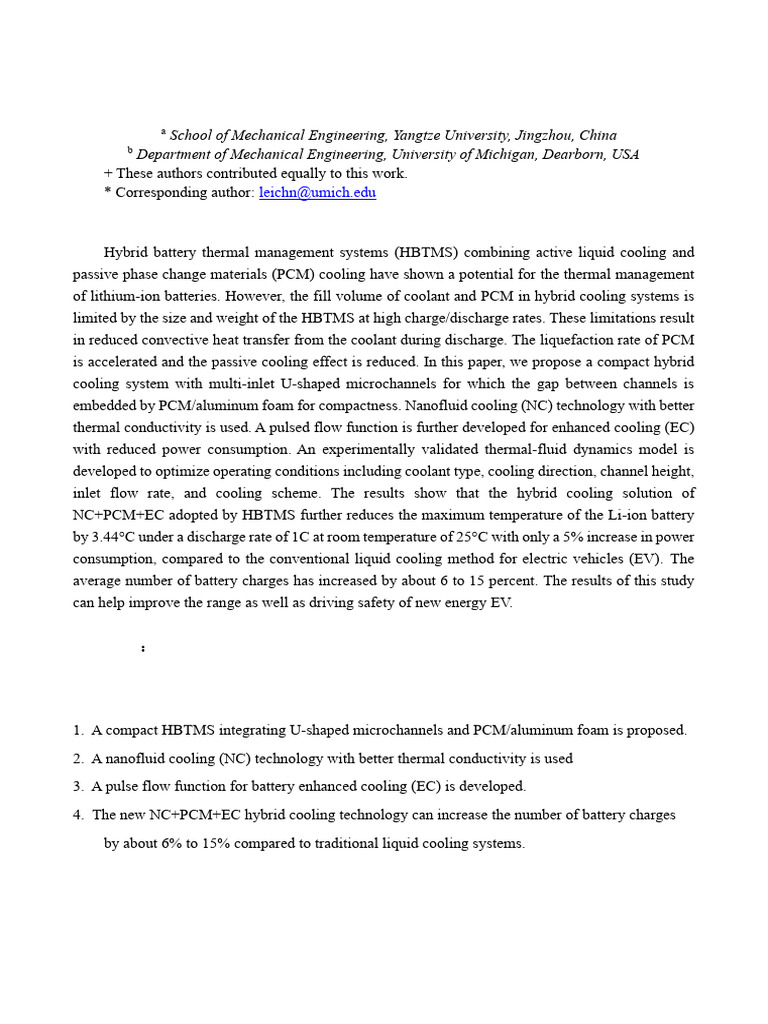 Compact Hybrid Battery Cooling System | PDF | Coolant | Heat Transfer