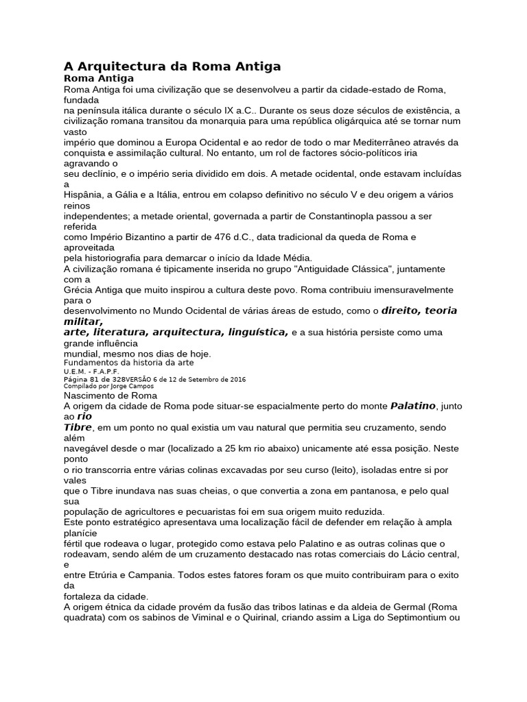 A Arquitectura Da Roma Antiga | PDF