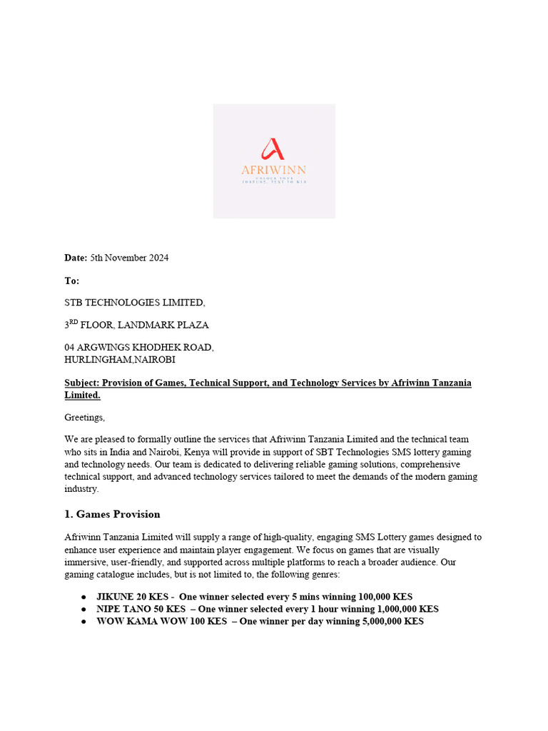 Letter to kenya gaming board pdf regulatory compliance