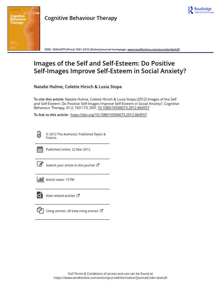 Positive Self-Images and Social Anxiety | PDF | Self Esteem | Anxiety