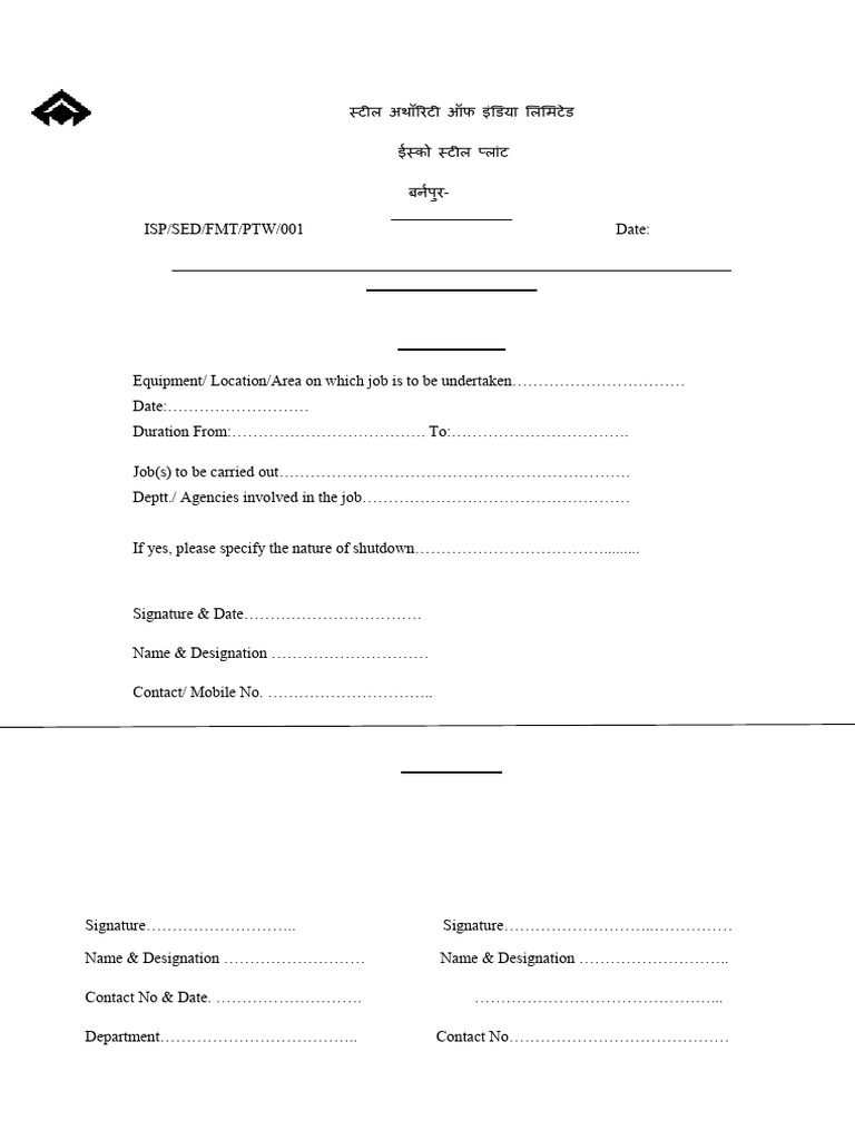 FORMAT FOR PERMIT TO WORK 18 Feb 2017 | PDF