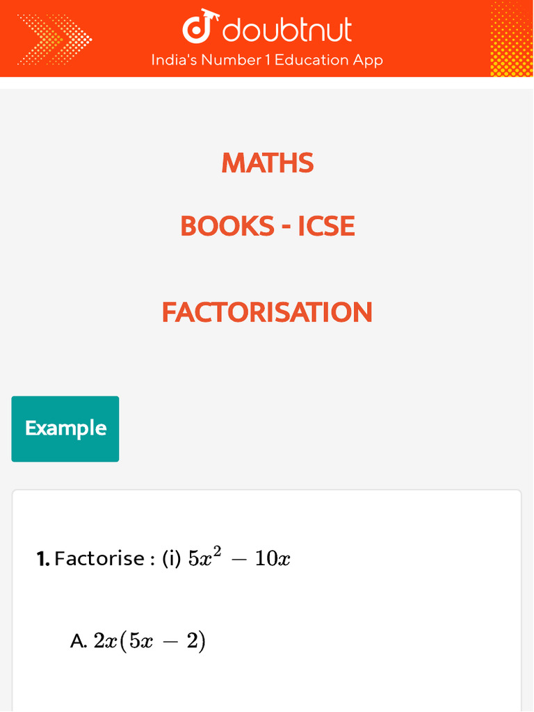 Factorisation Exercises for ICSE Maths | PDF | Elementary Mathematics ...
