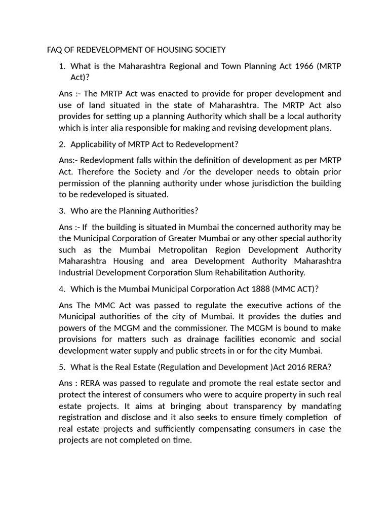 Housing Society Redevelopment FAQ | PDF | Consent | Government