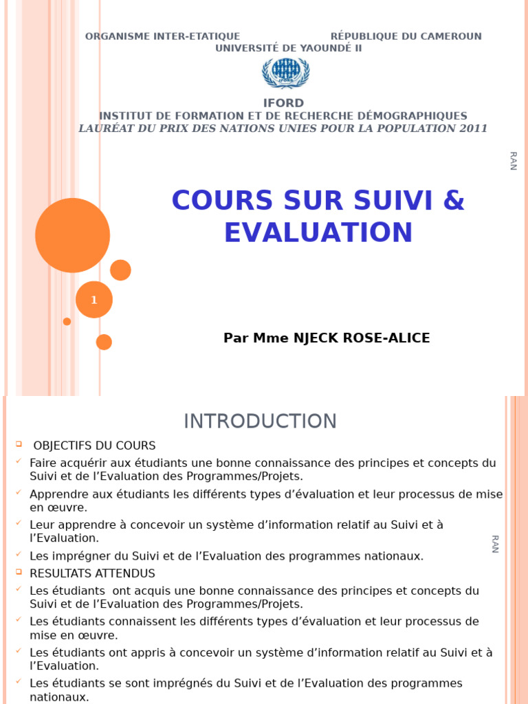 Cours Gratuit de Suivi et Évaluation | PDF | Partie prenante ...