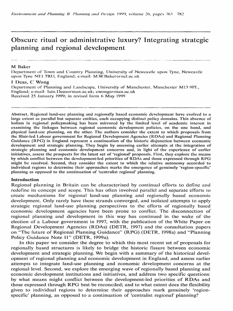 Integrating Regional Planning and Development | PDF | Policy | Economies