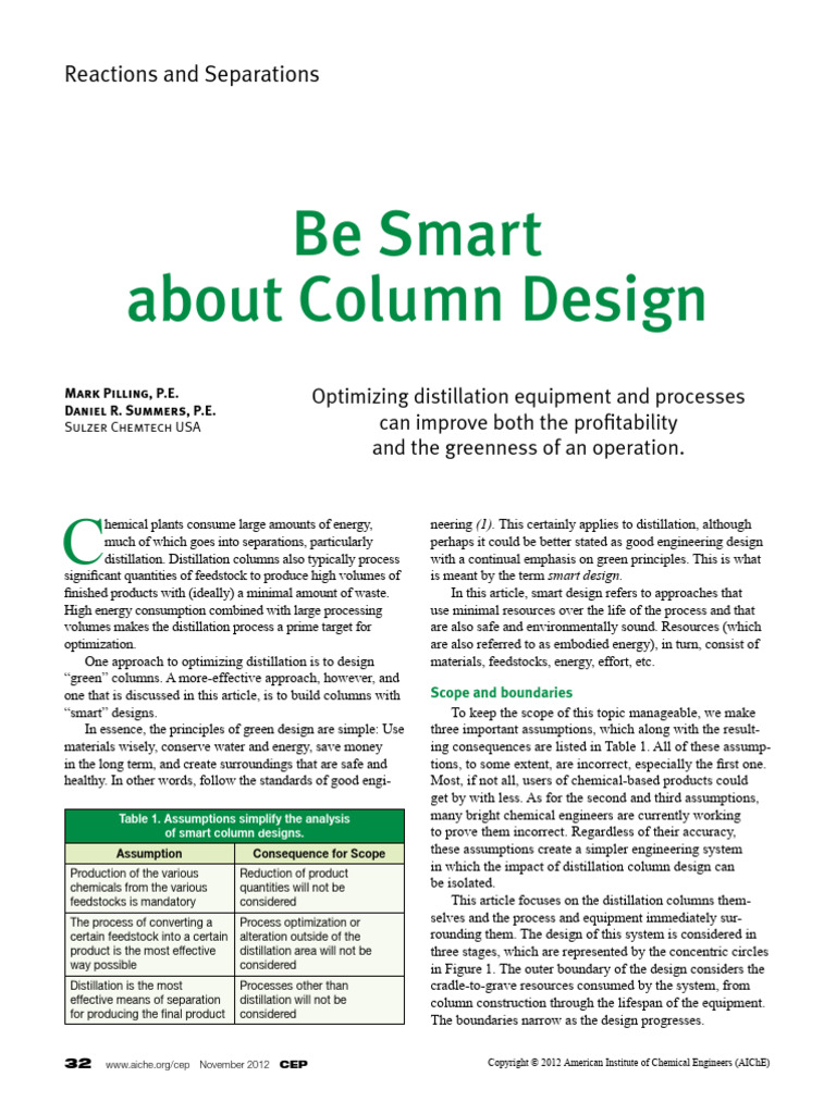 Smart Design for Distillation Columns | PDF | Distillation
