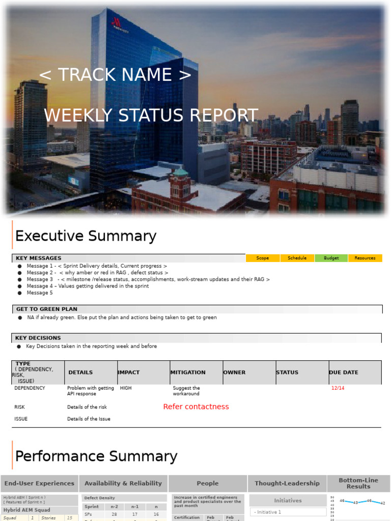 Weekly Status Report - Track Name - Week Ending v1 | PDF