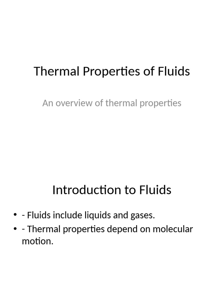 Thermal Properties of Fluids Explained | PDF