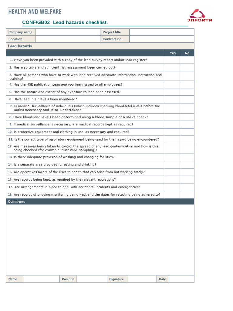 Lead Hazards Risk Assessment Checklist | PDF
