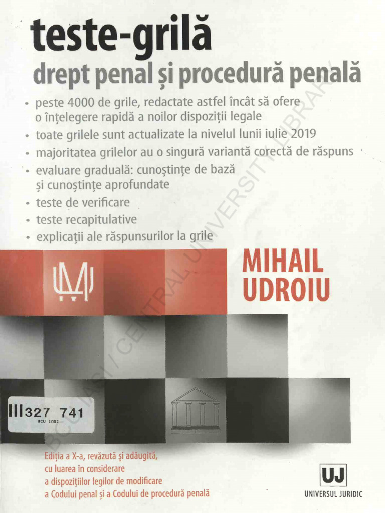 Udroiu, Mihail - Teste Grila Drept Penal Si Procedura Penala | PDF