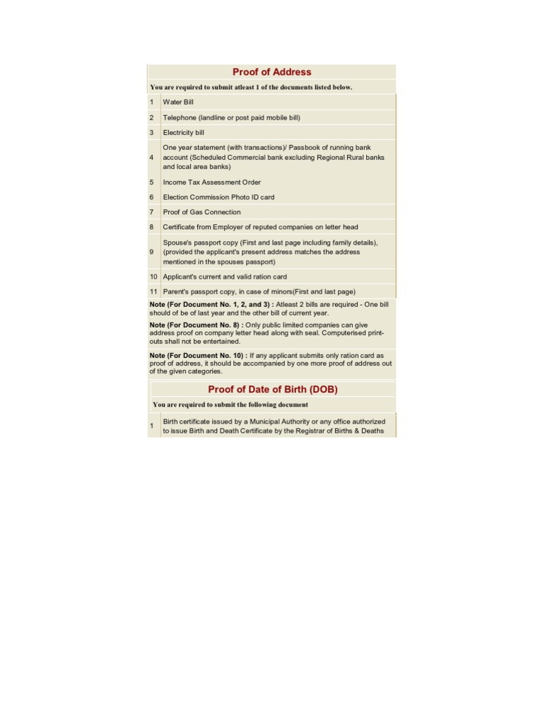 Proof Of Address For Passport PDF