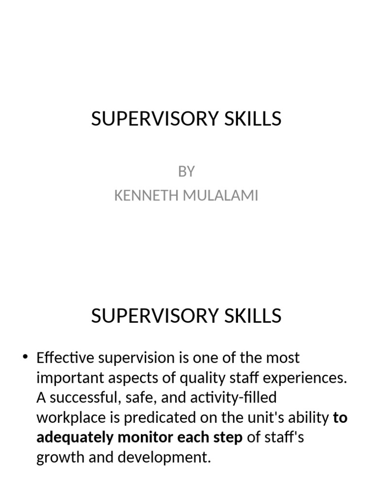 Essential Supervisory Skills Guide | PDF