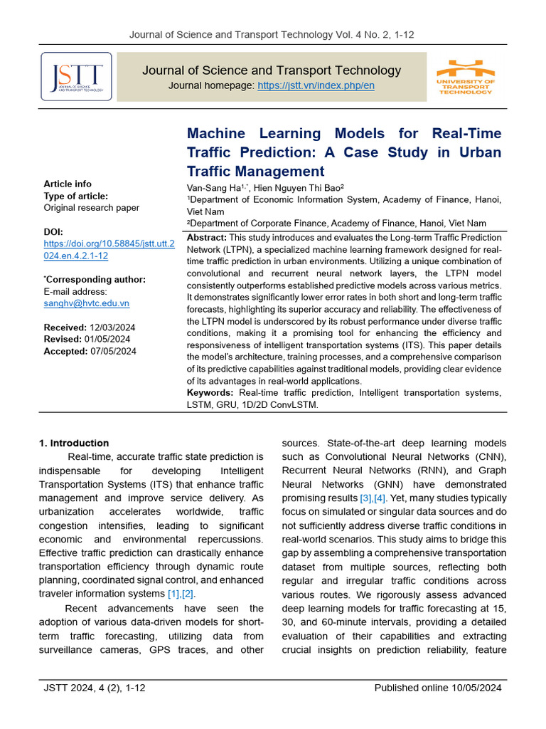 Machine Learning for Urban Traffic Prediction | PDF | Receiver ...