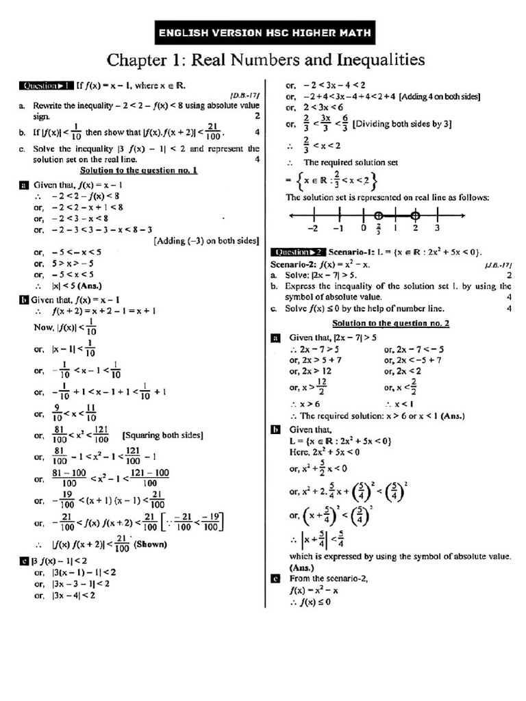 HSC EV Higher Math 2nd Paper CQ | PDF