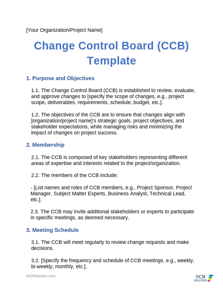 Change Control Board (CCB) Template | PDF | Risk | Risk Assessment