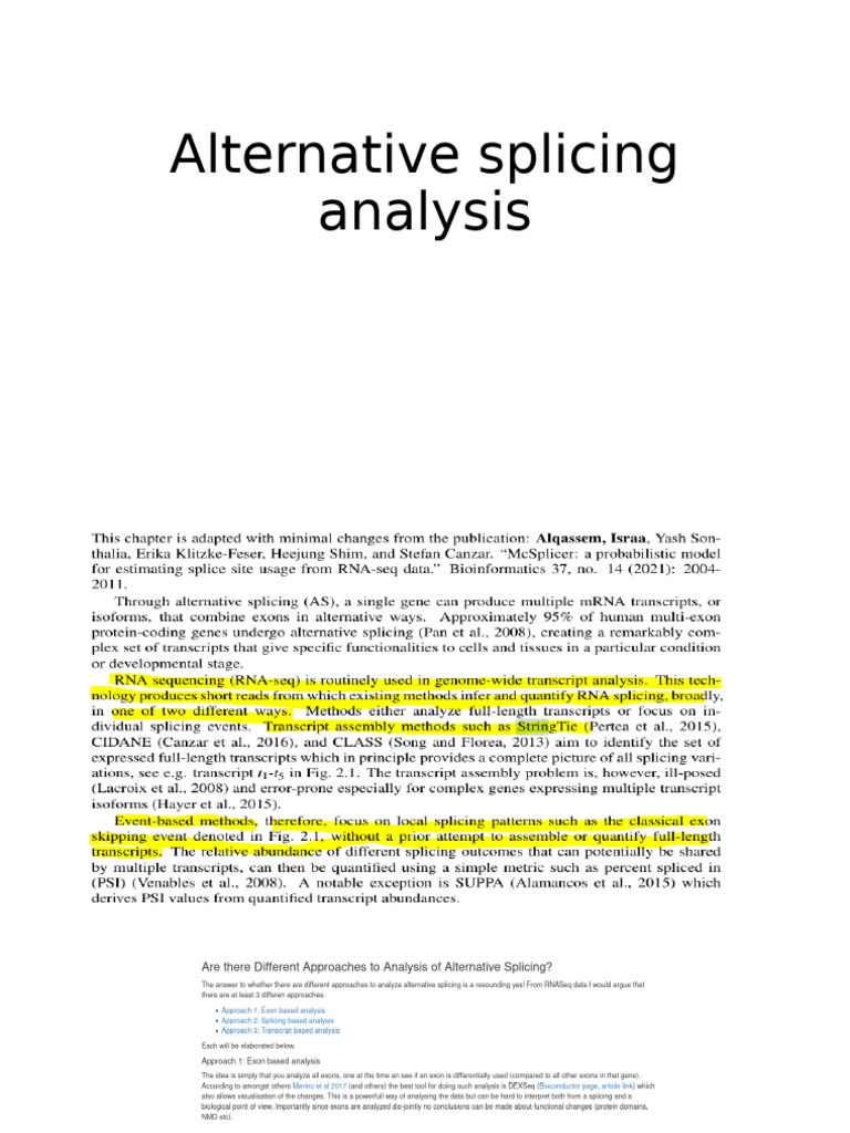 Alternative Splicing Analysis with StringTie | PDF
