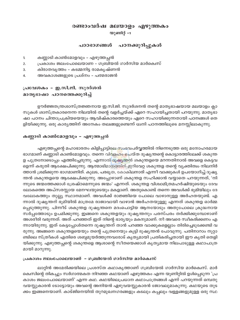 Hsslive Xii Malayalam 2024 | PDF
