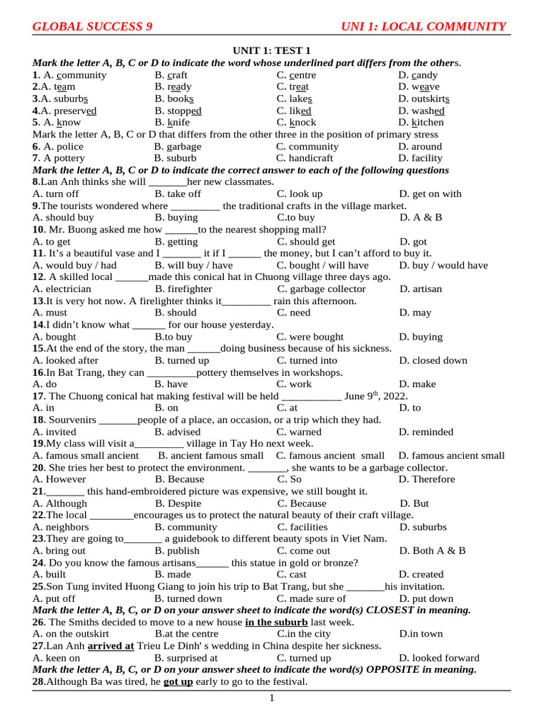 Local Community Test Questions and Answers | PDF