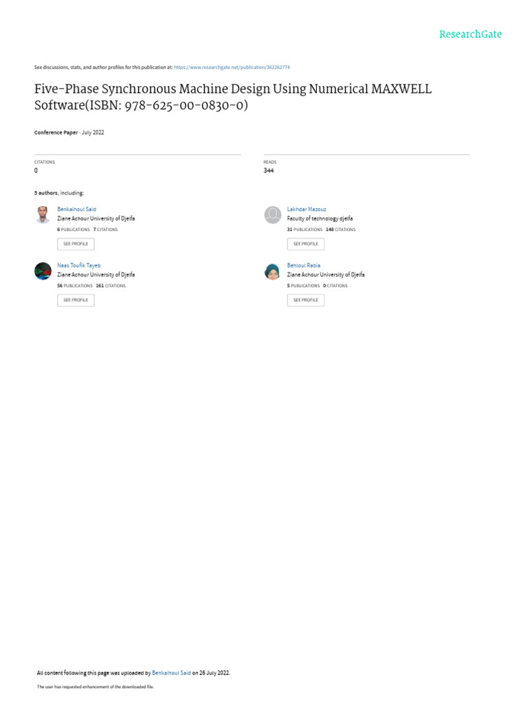 Five-Phase Synchronous Machine Design | PDF | Electric Motor | Physics