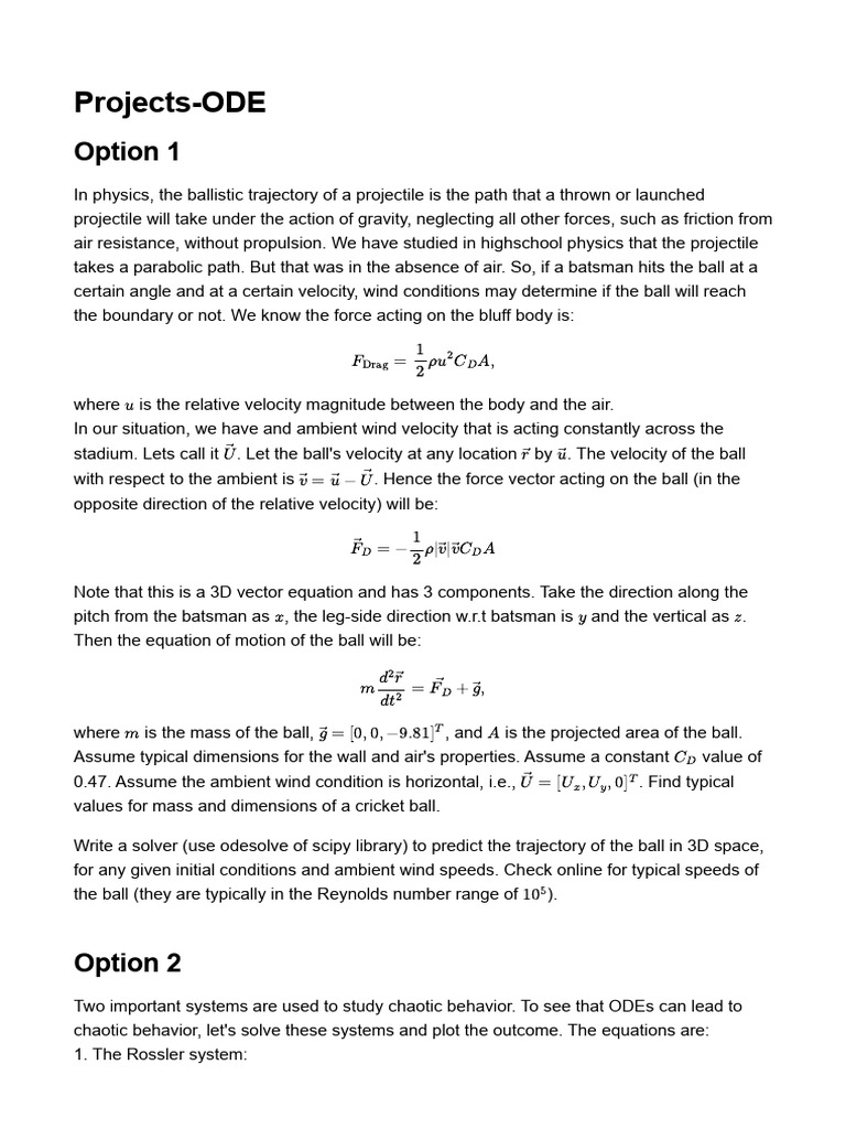 Projects-ODE IITD | PDF | Velocity | Force
