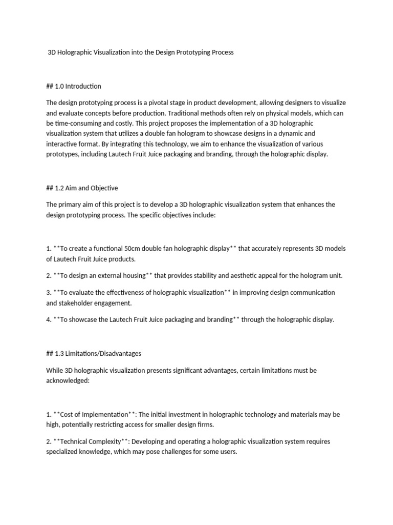 3D Holographic Visualization in Prototyping | PDF | Visualization ...