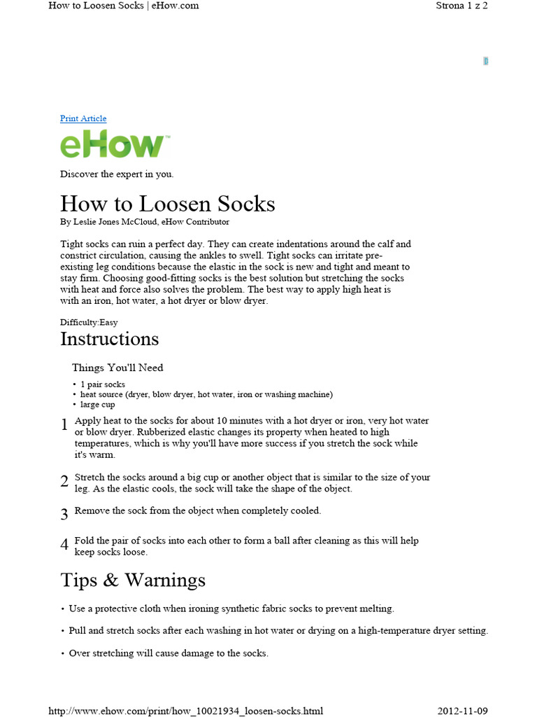 Ehow, How To Loosen Socks | PDF