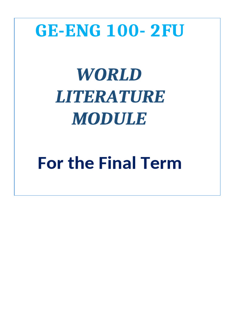 Rev. World Literature Module For The Final Term | PDF | Hamlet