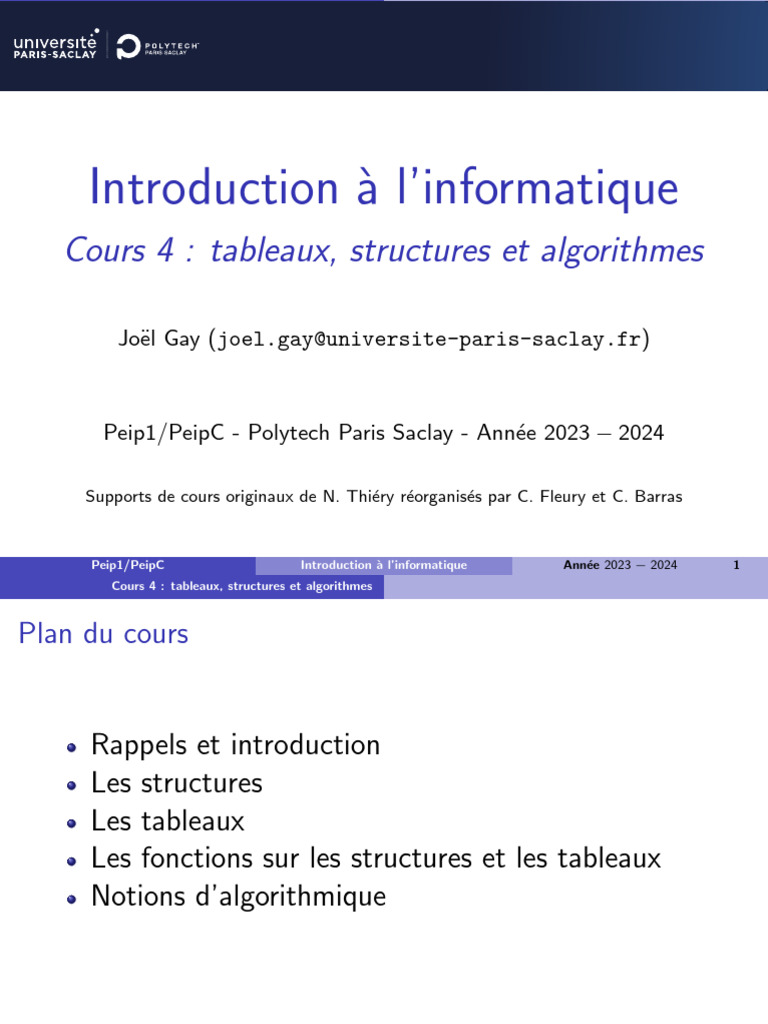 Structures et Algorithmes en Informatique | PDF | Variable ...