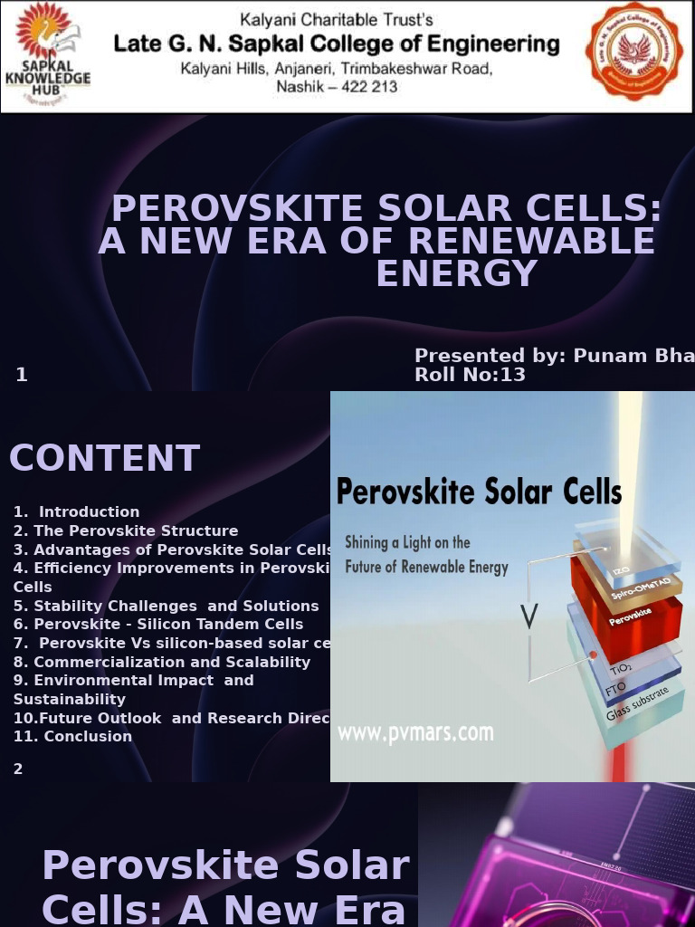 Perovskite Solar Cells: Advantages & Future | PDF | Solar Cell ...