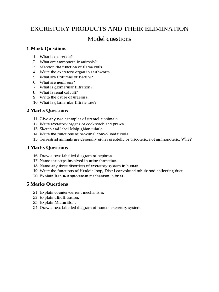 Excretory Products And Their Elimination Pdf