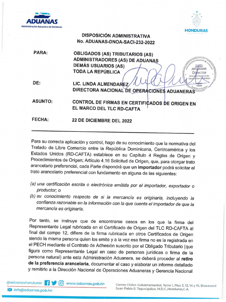 Aduanas Dnoa Saci 232 2022 | PDF