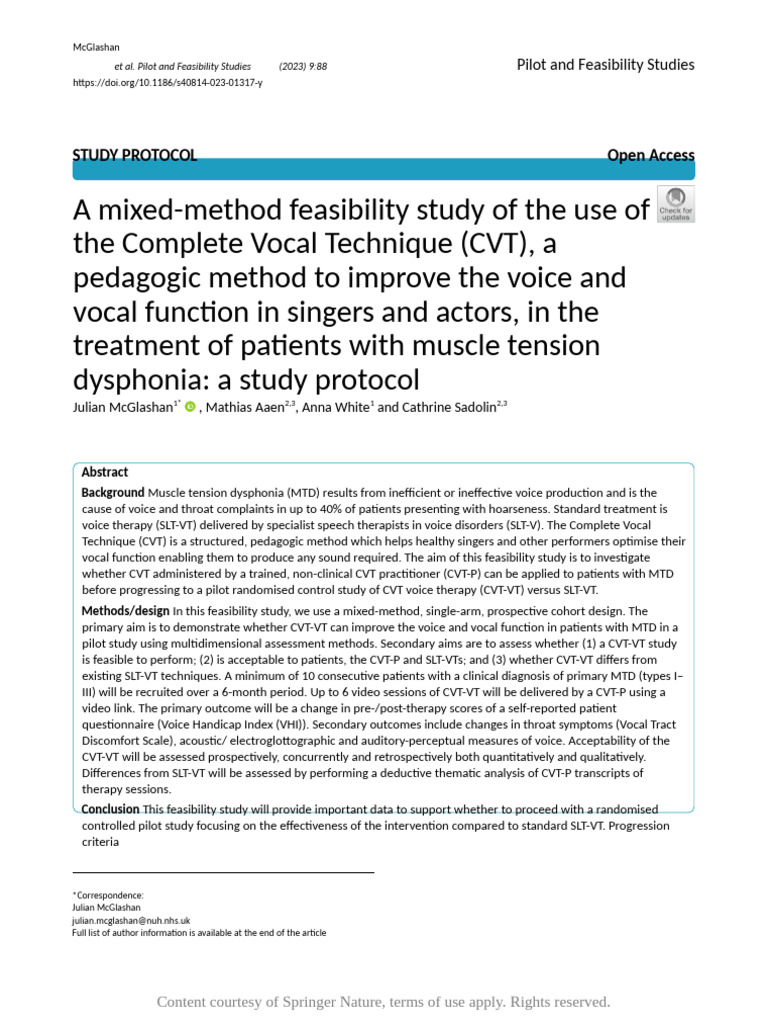 A Mixed-Method Feasibility Study of The Use of The | PDF | Human Voice ...