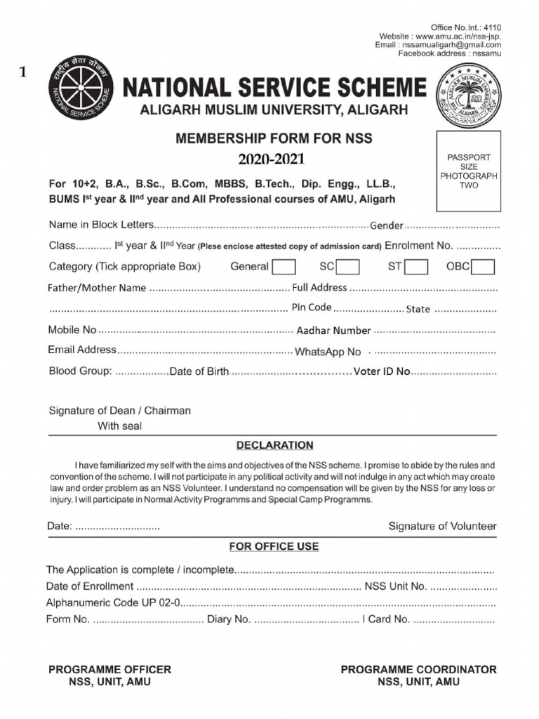 NSS FORM | PDF